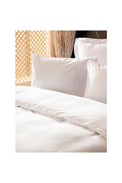 Cotton Box Silky Satin Double Duvet Cover Set White