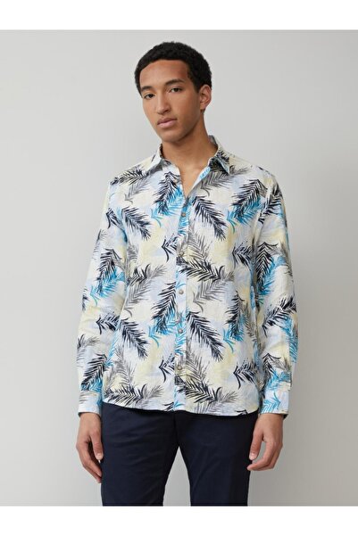 s.Oliver BLACK LABEL Ανδρικό λινό πουκάμισο με floral print και Regular Fit κ...