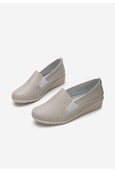 B T Shoes Μοκασίνια γυναικεια δερματινα γκρι Sonima