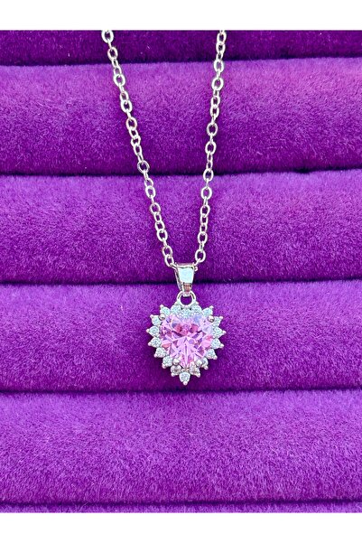 ACQUA BELLA 14 Şubat Sevgililer Günü Özel 925 Ayar Gümüş Pembe Kalpli Taçlı K...