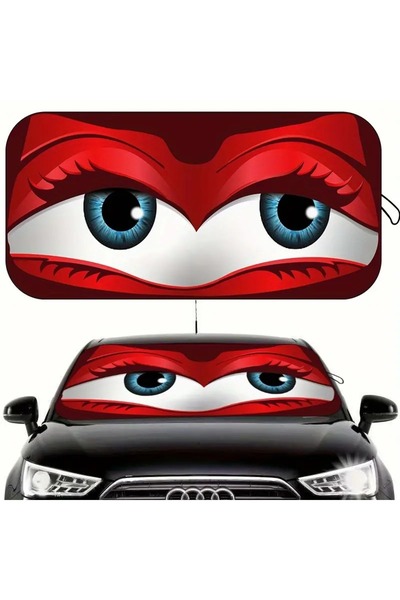 Dodemert Home Perdele de soare pentru parbriz cu ventuză pliabilă de protecție din poliester cu design cu ochi roșii 70x150 cm
