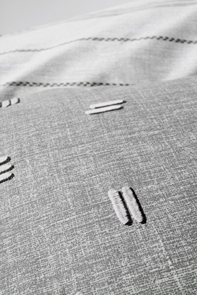 Cotton Box Klein Embroidered Double Duvet Cover Set Patara Gray