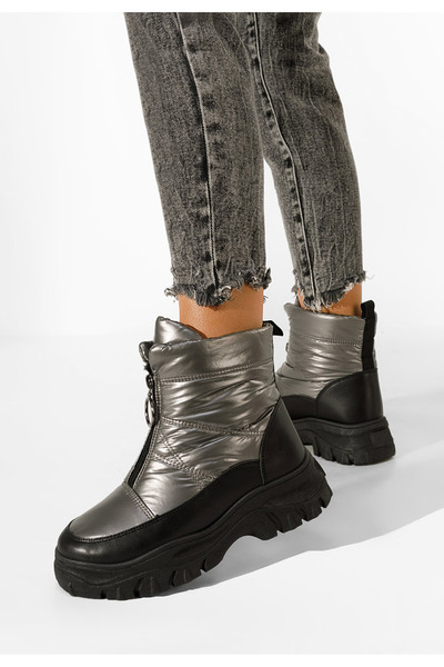 B T Shoes šedé dámské zimní boty kotníkové Fergie