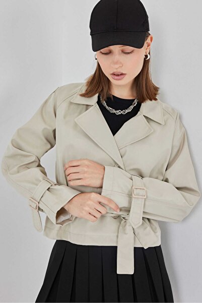 DEMOİSELLE Regular Fit Belted Short Trench Coat