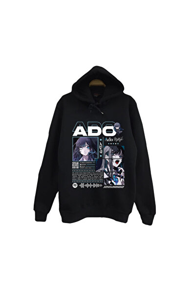 fame-stoned Ado Japanese - K-Pop - Rock - Μουσική με στάμπα Unisex 100% βαμβακερό μαύρο φούτερ με κουκούλα