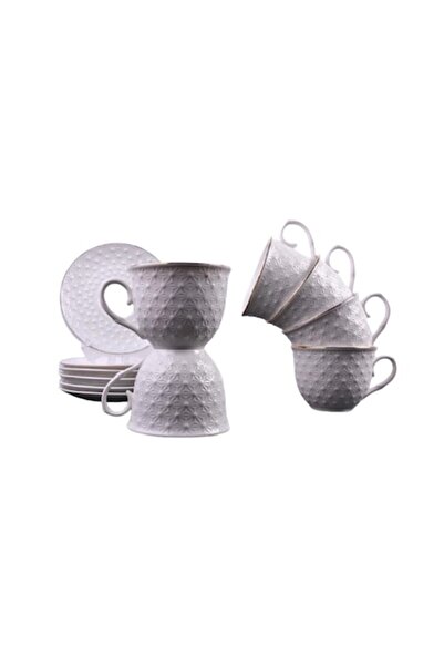 Malooki Set 6 cesti de portelan, Malook, Alb cu insertii aurii, 250 ml