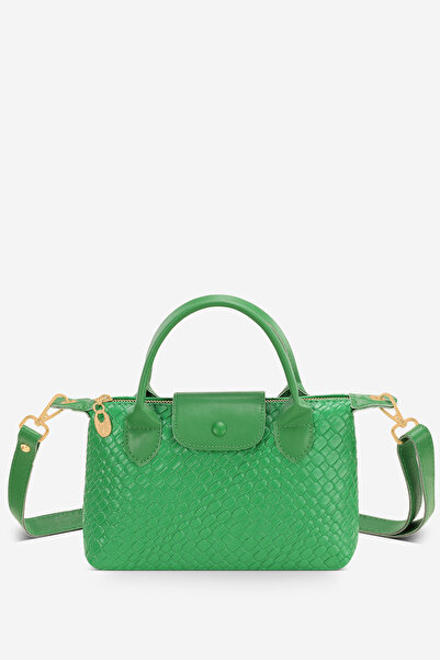 Housebags Yeşil Örgü Çanta Çok Yönlü PU Deri Omuz Askılı Çanta 273