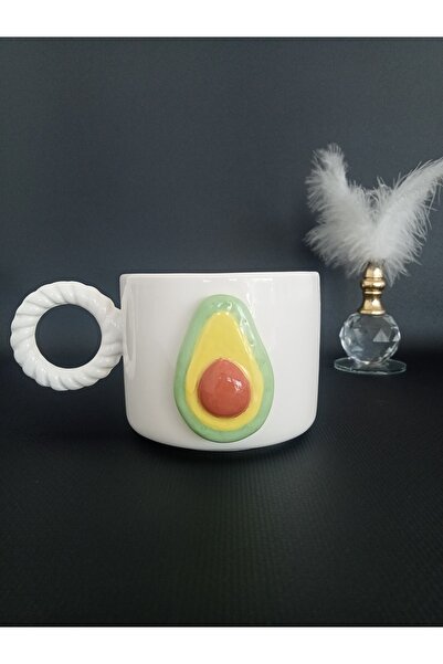 Zümrüdüanka Seramik كوب سيراميك مصنوع يدويًا بنقش الأفوكادو