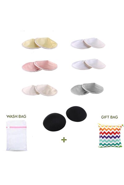 PIKKABOO -14 قطعة من وسادات الثدي العضوية ثلاثية الأبعاد القابلة للغسل + حقيب...