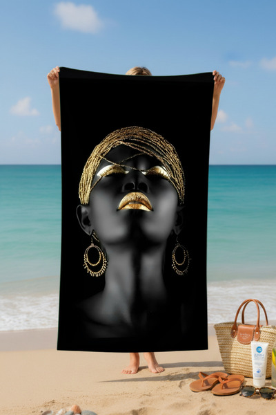 BETHA Women's Cotton Beach-Bath Towel with Earrings – 75X150 cm