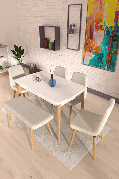 VİLİNZE Tosya Sandalye Tosya Bank Avanos Ahşap MDF Açılır Mutfak Masası Takım...