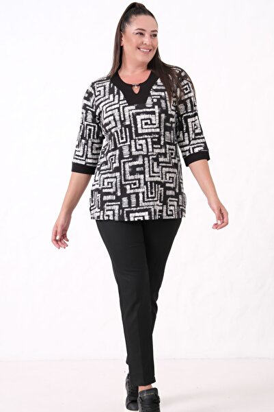 tarzımsüper Plus Size Women's Poor Sleeve Stylish Collar Blouse