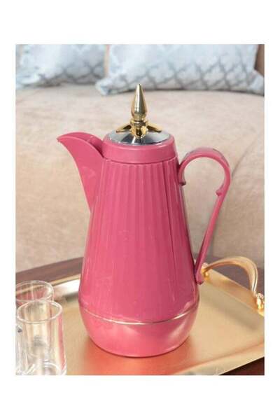 HOMEVEO ترمس للشاي والقهوة، يحفظ الحرارة لفترات طويلة، سعة 1 لتر - لون وردي غامق