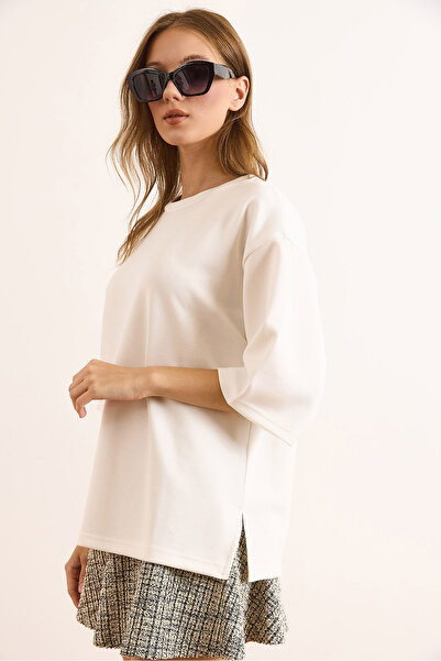 Olalook Γυναικείο μπλουζάκι με λευκό μοντάλ με λαιμόκοψη με απαλή υφή TSH-19000935