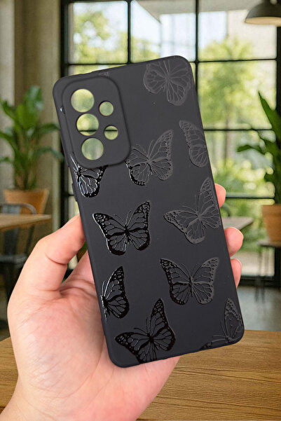 Vip Case Samsung Galaxy A73 - Siyah Kelebek Desenli Silikon Darbe Emici Klasi...