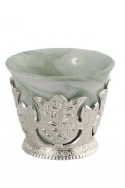 HOMEVEO طقم فناجين قهوة عربية سيراميك ١٢ قطعة، أخضر-فضي