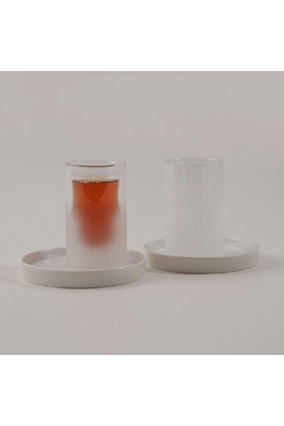 Dallaty طقم فناجين شاي 12 قطعة مع صحون خزفية، أبيض