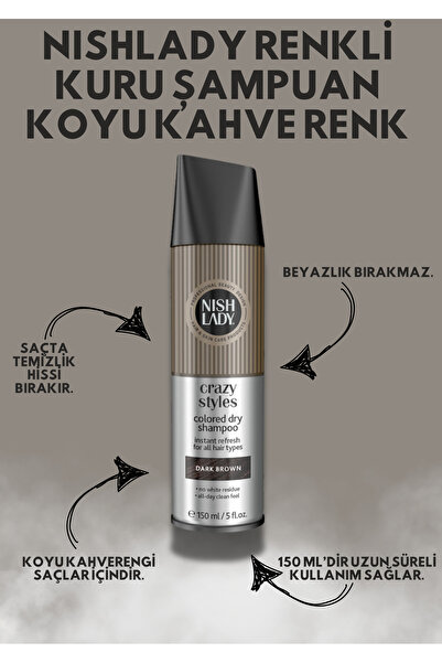 NISHLADY RENKLİ KURU ŞAMPUAN KOYU KAHVE (150 ML)