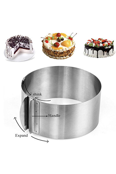 PUFO Inel metalic reglabil pentru tort, pentru fursecuri, diametru 15-20 cm, argintiu