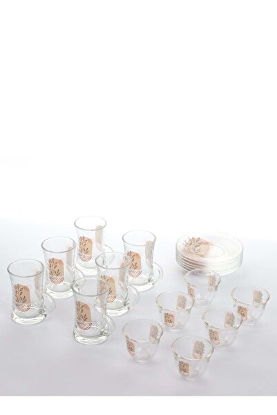 HOMEVEO طقم شاي وقهوة زجاجي بتصميم سنابل القمح الحديث - تصميم فاخر لفنجان مميز