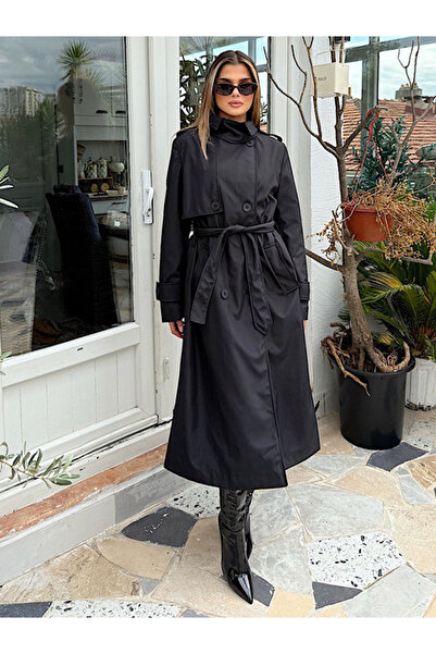 Panku Bizu Design Store Parisienne Lined Double-Breasted Collar Trench Coat Overcoat
