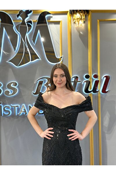 MissBetül Straplez Düşük Omuz Full Dantel Abiye Nişan Elbisesi