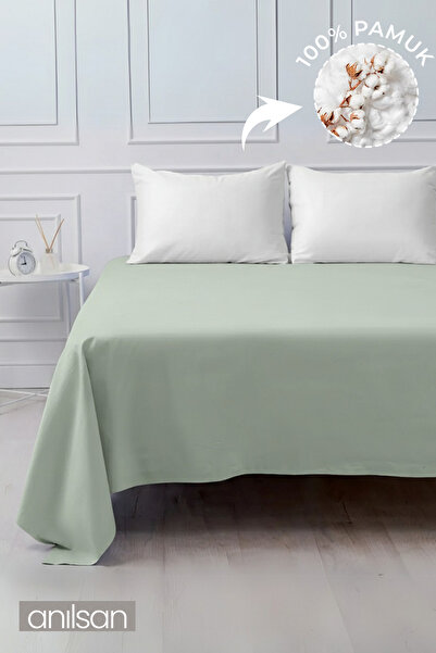 Anılsan Elastic-Free Mint Green Sheet 100% Cotton Double/Single Size, 63 Threads