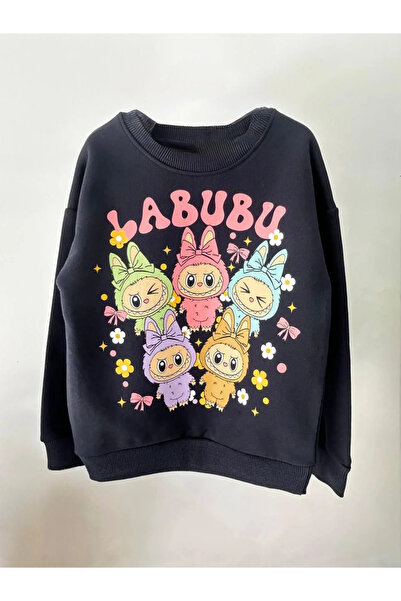 kidstalya ملابس رياضية للفتيات مطبوعة من Labubu - أزرق داكن