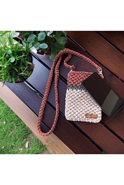 By G Tasarım Makrome ip Örgü Telefon Çantası