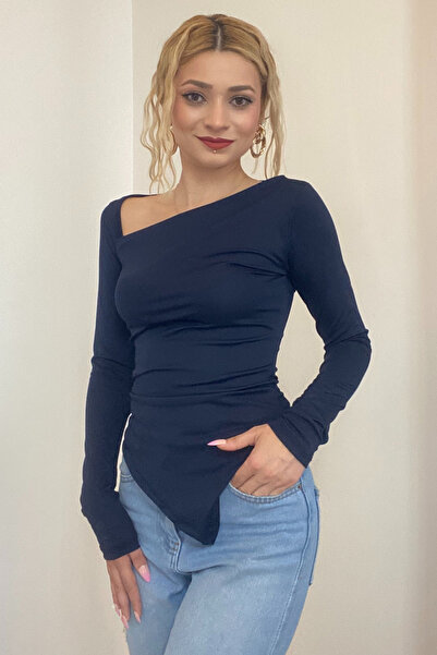 moddosa fashion Жіночий асиметричний крій Slim Fit Full Likralı Body Блуза