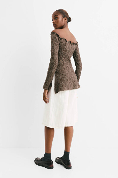 Pull & Bear Creased-effect Bardot top