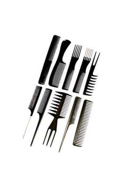 Hair System مجموعة أمشاط تصفيف الشعر الأسود - 10 قطع