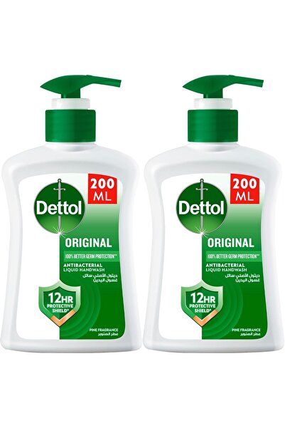 Dettol غسول اليدين السائل الأصلي بتركيبة مضادة للبكتيريا 200 مل، عبوة من قطعتين