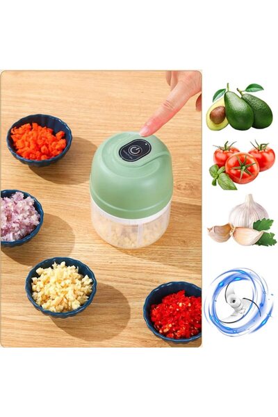 OEM Electric Garlic Grinder, Plastic, 250 ml, 23W, 1200 mAh, USB, Green