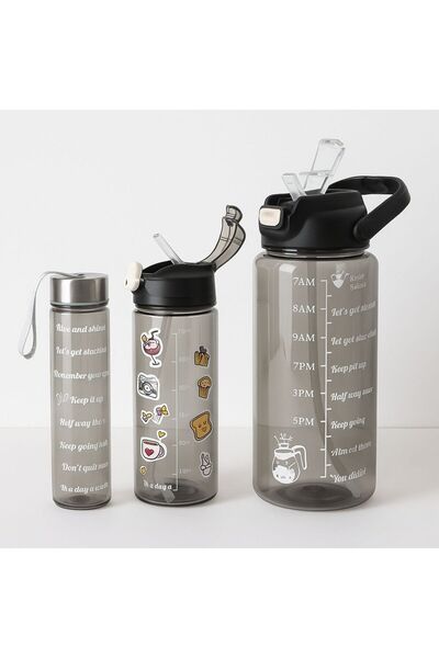 ACSS 3’lü Motivasyonlu Su Matarası Seti | Sızdırmaz, Pipetli, BPA-Free