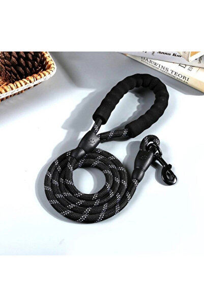 Skygo طوق للكلاب عاكس 130 سم حبل أسود للكلاب المتوسطة والكبيرة