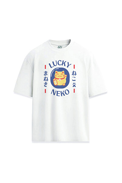 Darkia Lucky Cat Japanese Lucky Cat Maneki Neko Printed Unisex T-Shirt