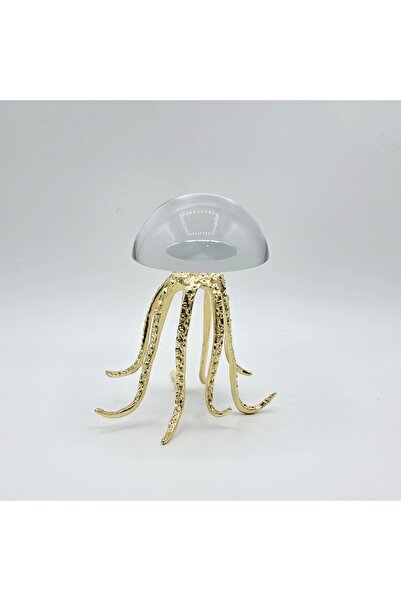 Furkan Dekoratif Metal Ayaklı Gold Kristal Cam Ahtapot Obje Küçük