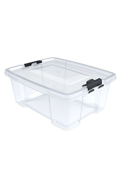 AB HOMES Cutie de depozitare din plastic cu capac, transparentă, 20 l