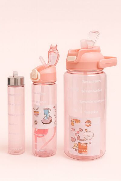 ACSS 3’lü Motivasyonlu Su Matarası Seti | Sızdırmaz, Pipetli, BPA-Free