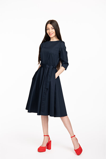 Couture de Marie Rochie cloș din bumbac bleumarin – Sylvia