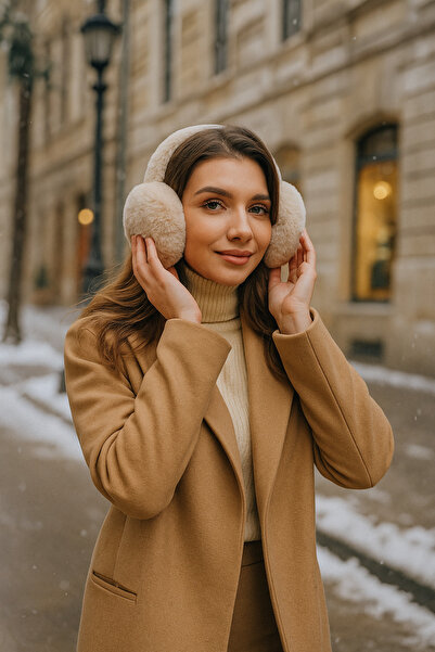 Luminos Butik Beige Imported Foldable Plush Headphones Klk01