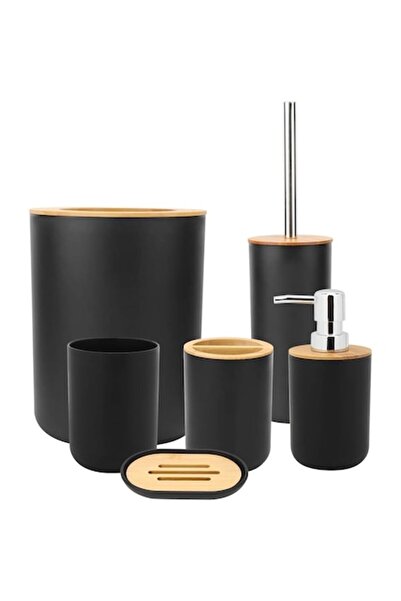 AB HOMES Set accesorii baie, 6 piese, coș de gunoi, dozator săpun lichid, sup...