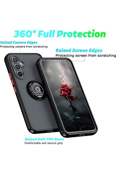 m.tk moveteck Galaxy A17 Uyumlu Kılıf Mat Parmak İzi Yapmaz Renkli Tuşlu Korumalı 360 Yüzüklü Standlı Military