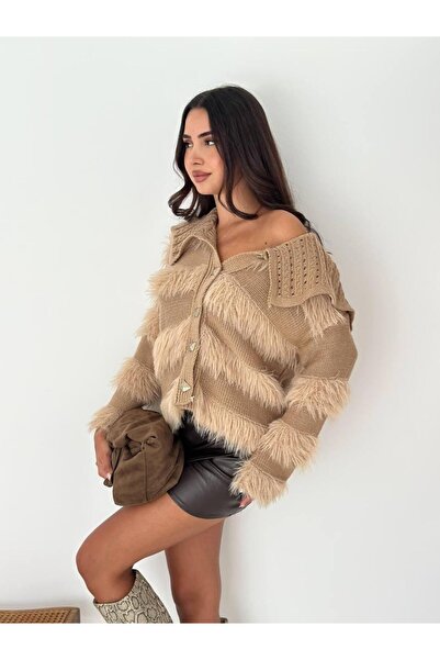 ABBA Knitwear Baby Collar Patterned Cardigan