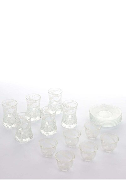 HOMEVEO Elegantly engraved tea and coffee cup set - a touch of luxury and distinction, 18 pieces
