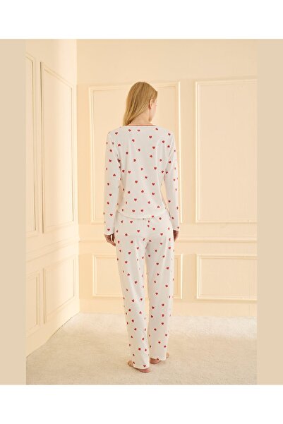 pijamaworld Digital Supreme Collar Decorated Elasticated Pajama Set