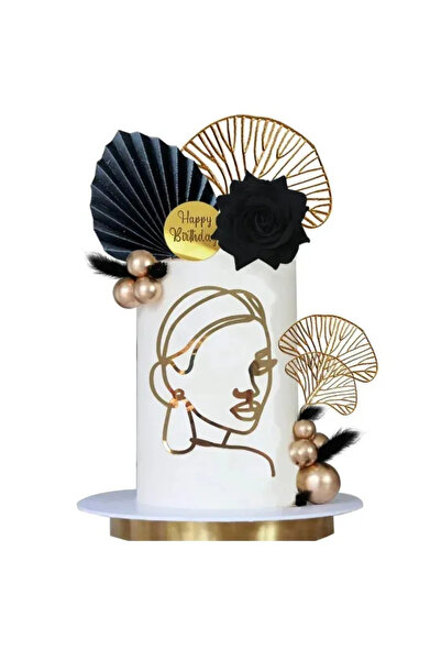 Baloane Vesele Set Decoratiuni Elegante Pentru Tort Negru si Auriu