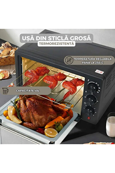 Blasko Cuptor electric 48L, 2600W, rotisor, 4 moduri de încălzire, 250°C