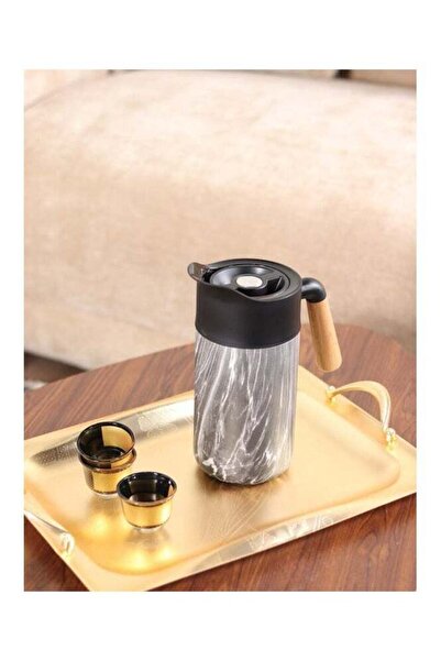 HOMEVEO ترمس بمقبض خشبي للشاي أو القهوة، يحافظ على درجة حرارة المشروبات لفترة...